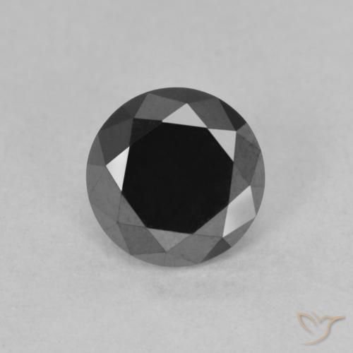Diamante naturale nero da 0,95 ct, taglio rotondo, opaco