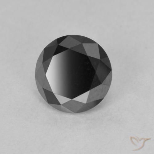 Diamante naturale nero da 0,95 ct, taglio rotondo, opaco
