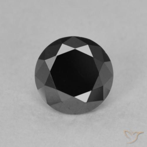 Diamante Nero naturale da 0.59 ct, Rotondo, Opaco