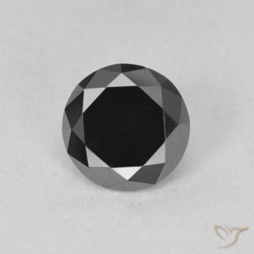 Diamante Nero naturale da 0.61 ct, Taglio rotondo, Opaco