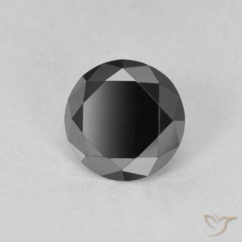Diamante Nero naturale da 0.61 ct, Taglio rotondo, Opaco