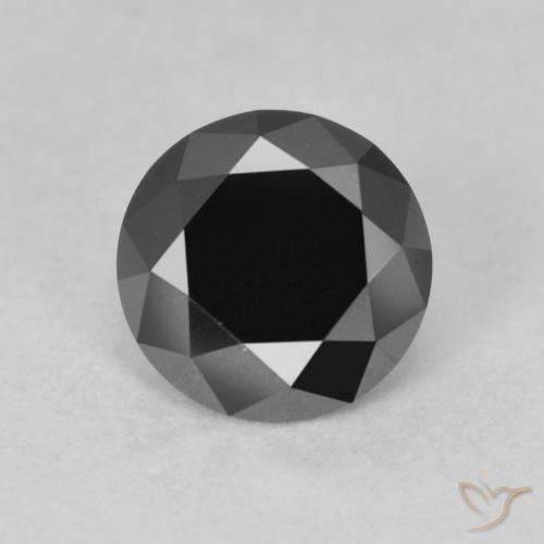 0.91ct Naturale Nero Diamante, Rotondo, Opaco