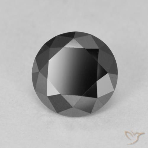 Diamante Nero naturale da 0.91 ct, Rotondo, Opaco