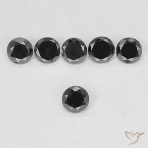 Diamante Nero naturale da 0.05 ct, Rotondo, Opaco