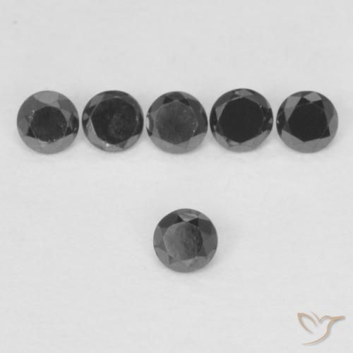 Diamante Nero naturale da 0.05 ct, Rotondo, Opaco