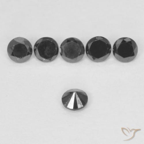 Diamante Nero naturale da 0.05 ct, Rotondo, Opaco