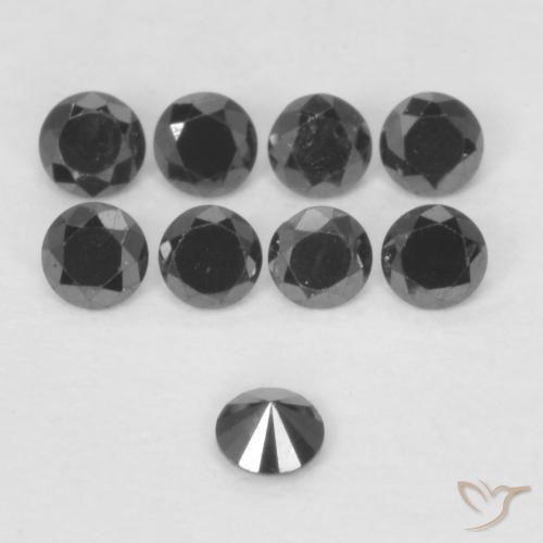 Diamante Nero naturale da 0.03 ct, Rotondo, Opaco