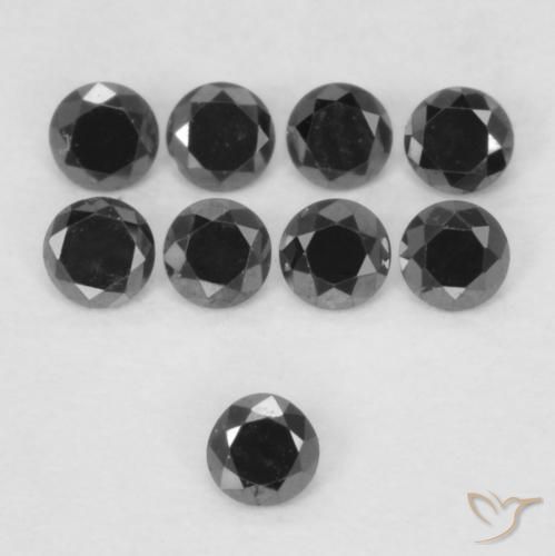 0.02ct Naturale Nero Diamante, Rotondo, Opaco