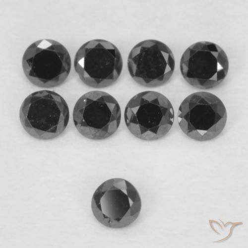 Diamante Nero naturale da 0.02 ct, Rotondo, Opaco
