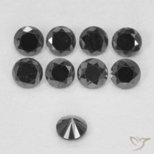 Diamante Nero naturale da 0.02 ct, Rotondo, Opaco