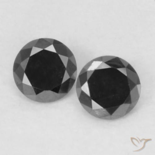 0.09ctw Naturale Nero Diamante, Rotondo, Opaco