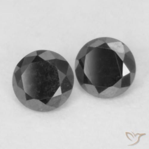 Gemme di Diamante Nero naturale da 0.09 ct, Rotondo, Opaco