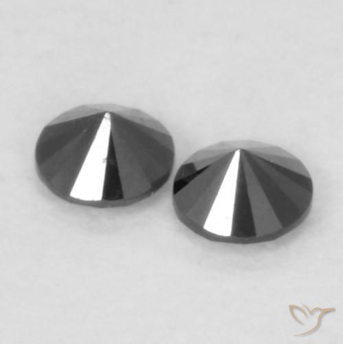 Gemme di Diamante Nero naturale da 0.09 ct, Rotondo, Opaco