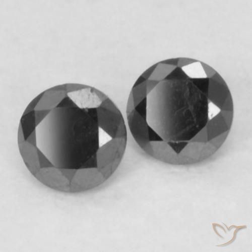 Gemme di Diamante Nero naturale da 0.12 ct, Rotondo, Opaco