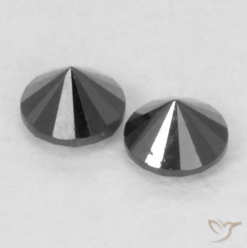 Gemme di Diamante Nero naturale da 0.12 ct, Rotondo, Opaco