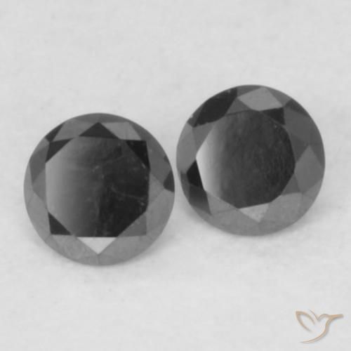 Gemme di Diamante Nero naturale da 0.11 ct, Rotondo, Opaco