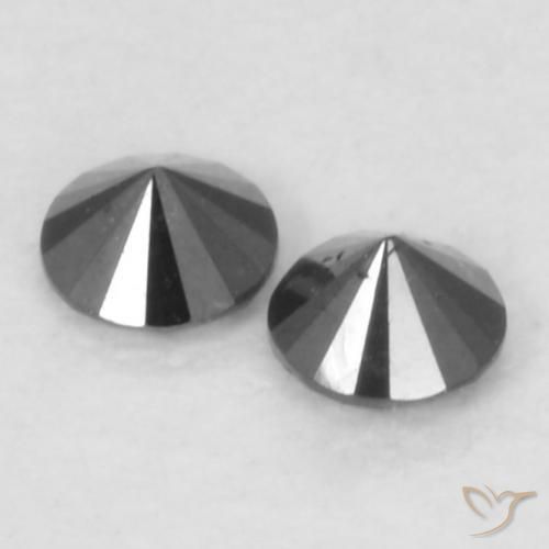 Gemme di Diamante Nero naturale da 0.11 ct, Rotondo, Opaco