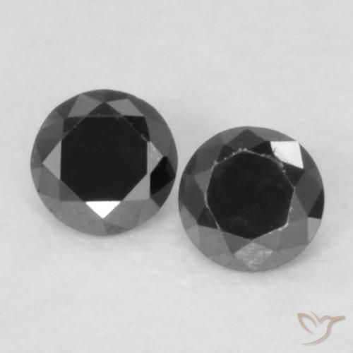 Gemme di Diamante Nero naturale da 0.09 ct, Rotondo, Opaco