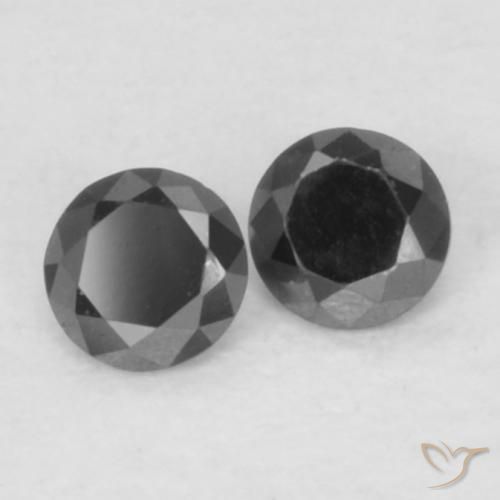 Gemme di Diamante Nero naturale da 0.09 ct, Rotondo, Opaco