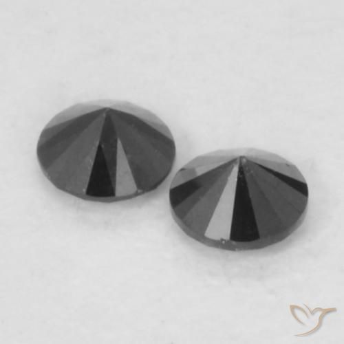 Gemme di Diamante Nero naturale da 0.09 ct, Rotondo, Opaco