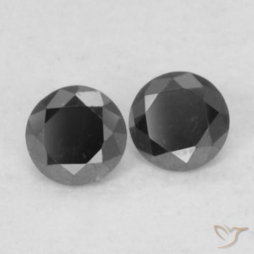 Gemme di Diamante Nero naturale da 0.09 ct, Rotondo, Opaco
