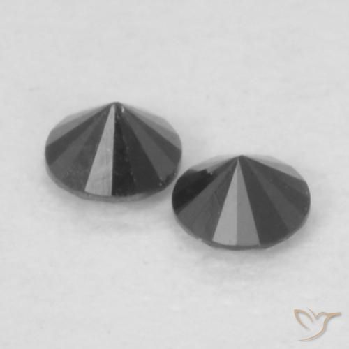 Gemme di Diamante Nero naturale da 0.09 ct, Rotondo, Opaco