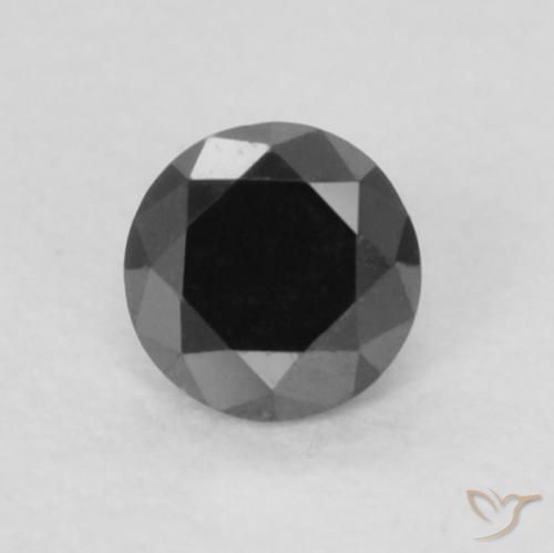 0.09ct Naturale Nero Diamante, Rotondo, Opaco