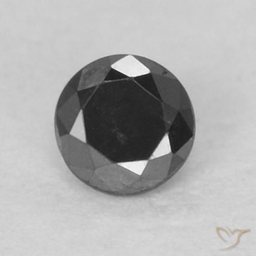 Diamante naturale nero da 0,10 ct, taglio rotondo, opaco