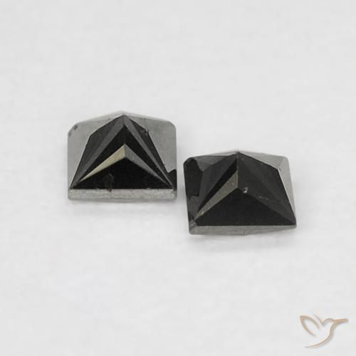 Gemme di Diamante Nero naturale da 0.14 ct, Quadrato, Opaco