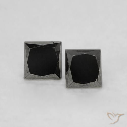 Gemme di Diamante Nero naturale da 0.13 ct, Quadrato, Opaco