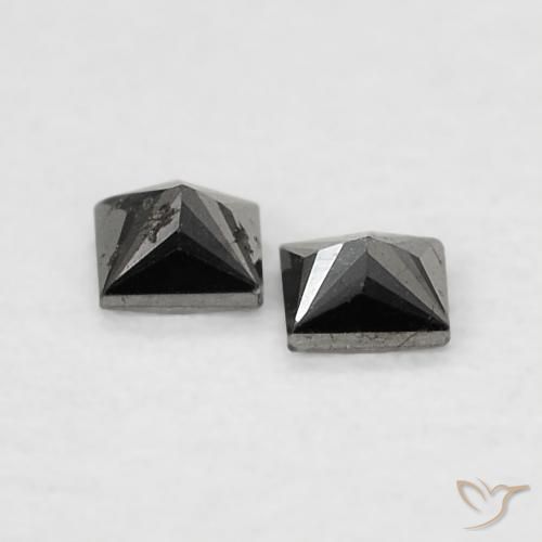 Gemme di Diamante Nero naturale da 0.10 ct, Quadrato, Opaco