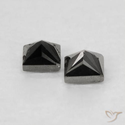 Gemme di Diamante Nero naturale da 0.14 ct, Quadrato, Opaco