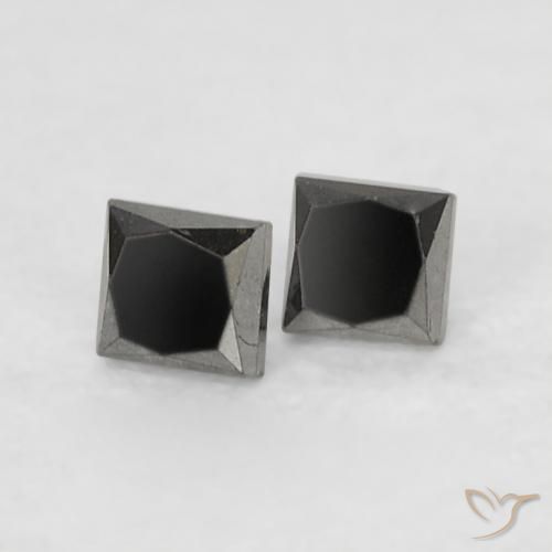 Gemme di Diamante Nero naturale da 0.14 ct, Quadrato, Opaco
