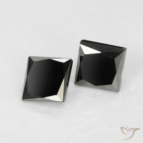 Gemme di Diamante Nero naturale da 0.14 ct, Quadrato, Opaco