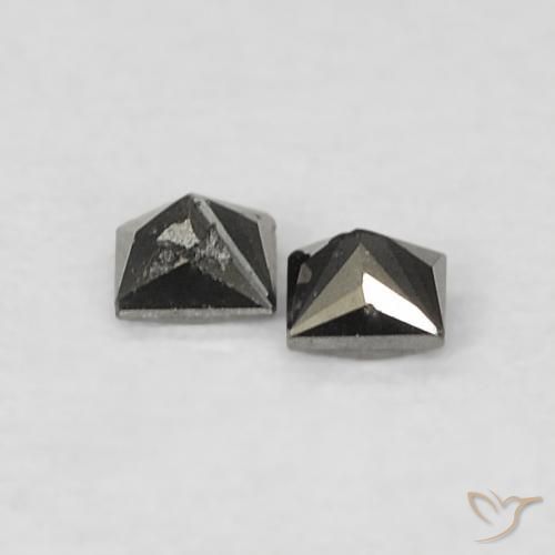 Gemme di Diamante Nero naturale da 0.09 ct, Quadrato, Opaco