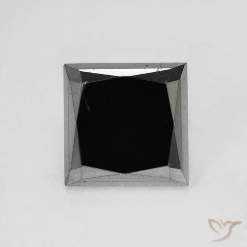 0.98ct Naturale Nero Diamante, Quadrato, Opaco