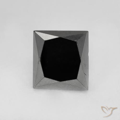 0.99ct Naturale Nero Diamante, Quadrato, Opaco