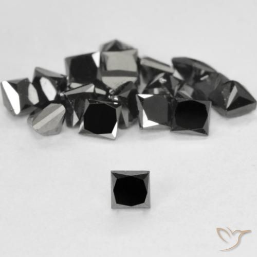 0.12ct Naturale Nero Diamante, Quadrato, Opaco