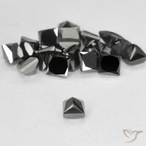 Diamante Nero naturale da 0.12 ct, Quadrato, Opaco