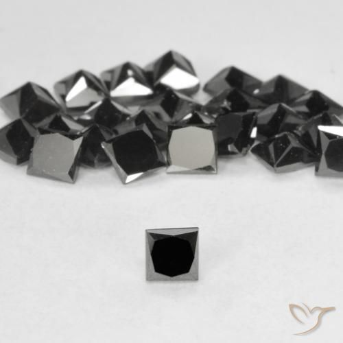 Diamante Nero naturale da 0.13 ct, Quadrato, Opaco