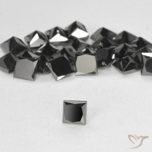 Diamante Nero naturale da 0.13 ct, Quadrato, Opaco