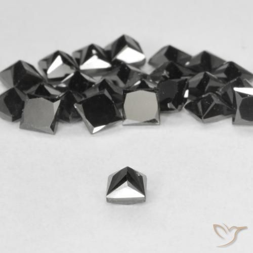 Diamante Nero naturale da 0.13 ct, Quadrato, Opaco