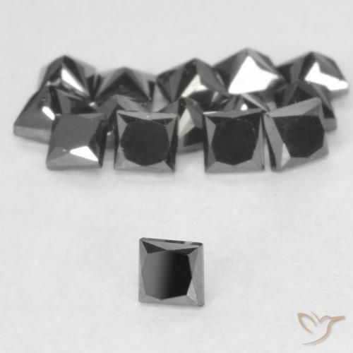 Diamante Nero naturale da 0.08 ct, Quadrato, Opaco