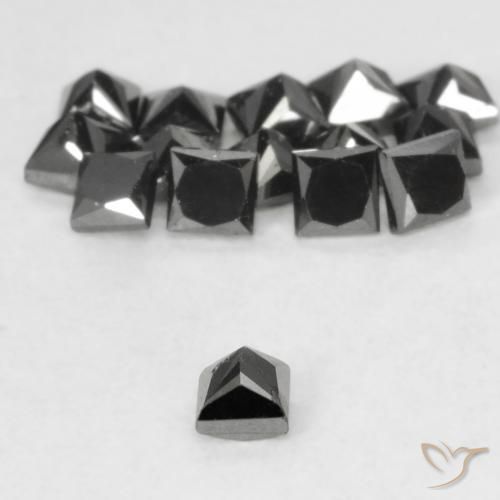 Diamante Nero naturale da 0.08 ct, Quadrato, Opaco