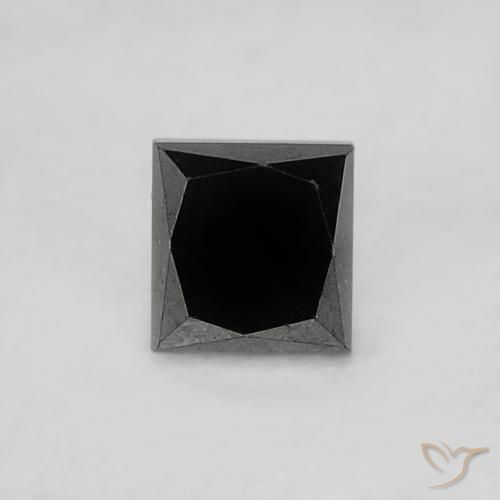 Diamante naturale nero da 0,19 ct, quadrato, opaco