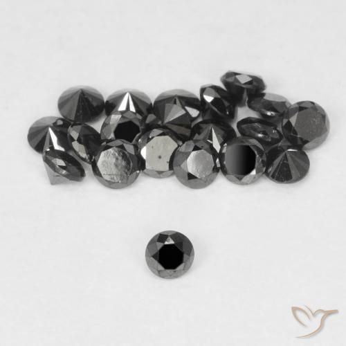 0.03ct Naturale Nero Diamante, Rotondo, Opaco