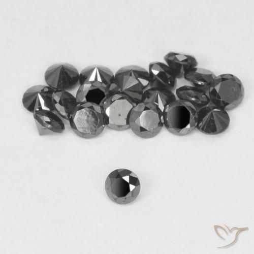 Diamante Nero naturale da 0.03 ct, Rotondo, Opaco