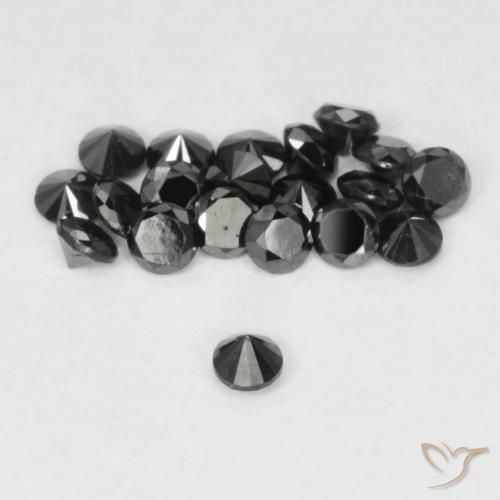 Diamante Nero naturale da 0.03 ct, Rotondo, Opaco