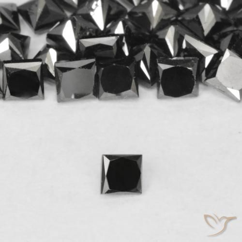0.10ct Naturale Nero Diamante, Quadrato, Opaco