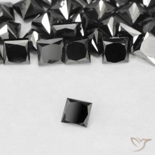 Diamante Nero naturale da 0.10 ct, Quadrato, Opaco